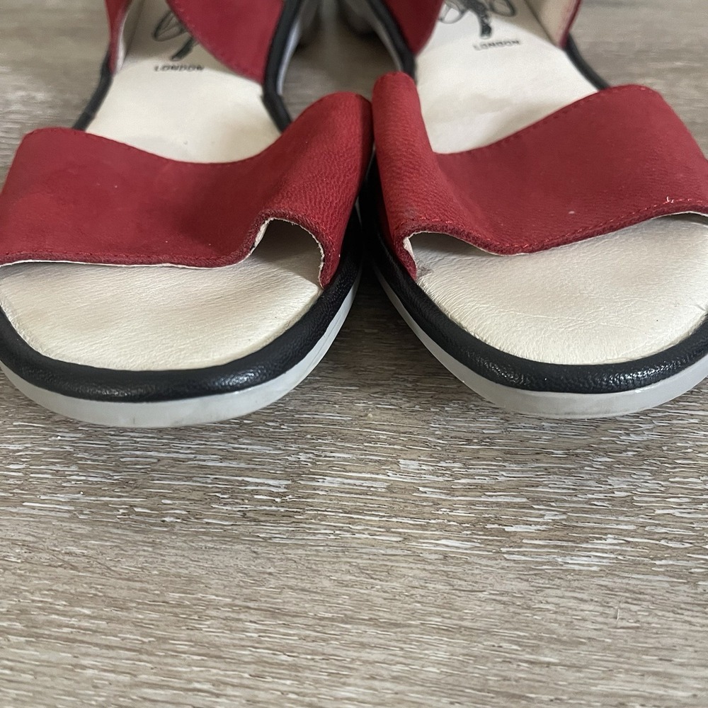 Fly London Red Suede Crossover Strap Sandals with Ankle Support - Picture 2 of 10